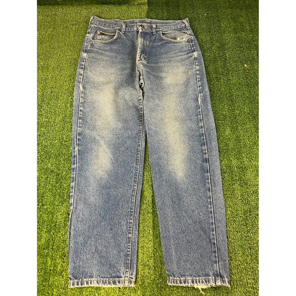 Vintage Lee Riders Mens Jeans 34X30 Medium Wash Straight Leg Denim Union Made